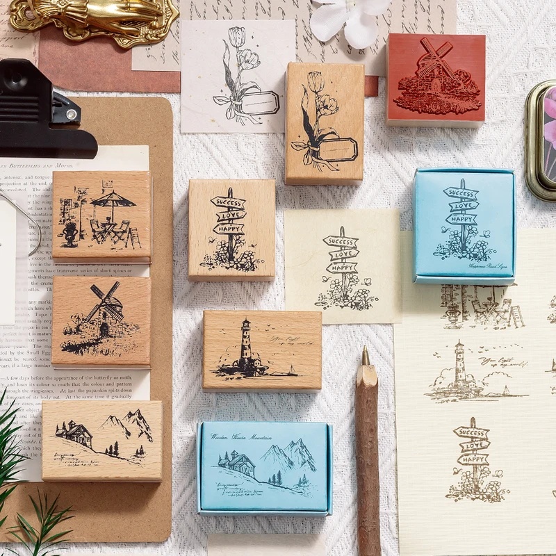 Vintage Wooden Rubber Stamps,  - đánh giá và giá Scrapbooking