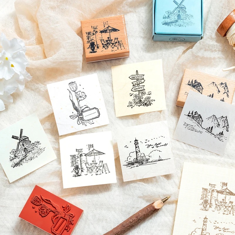 Vintage Wooden Rubber Stamps,  - đánh giá và giá Scrapbooking